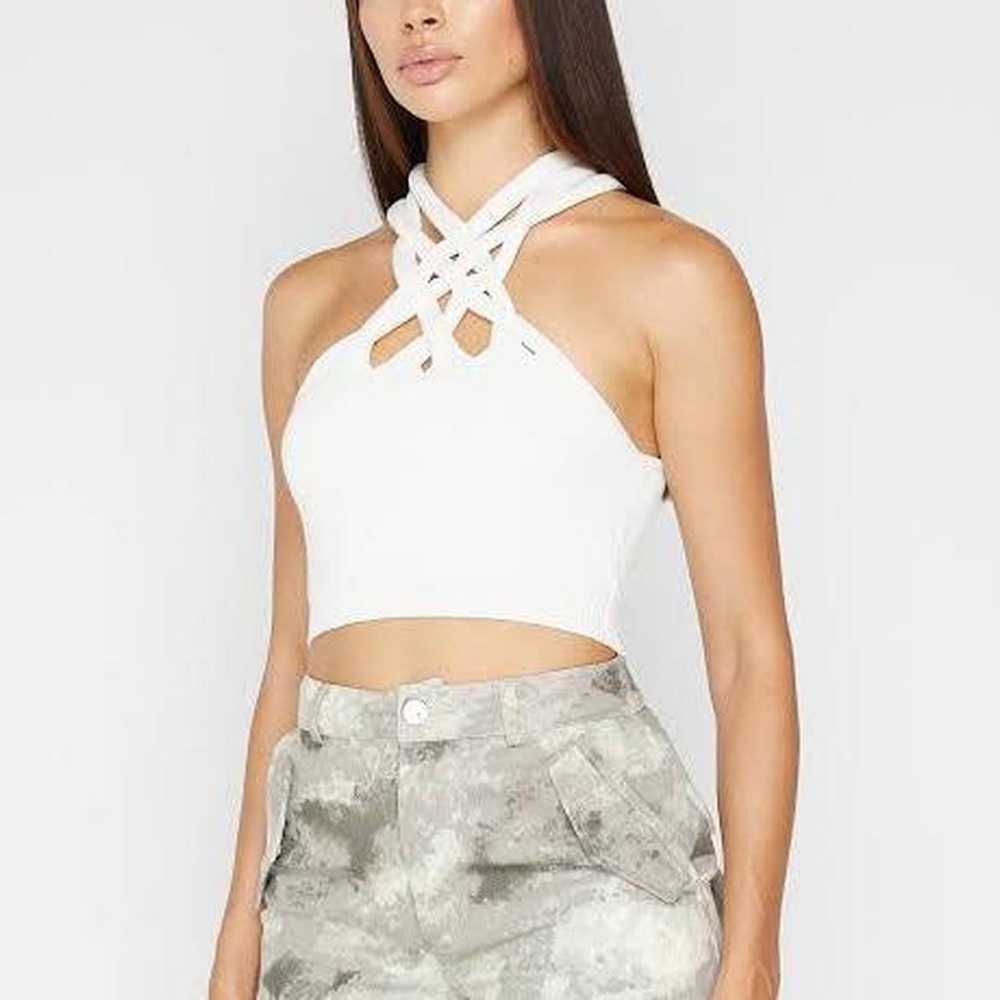 Maniere De Voire Knitted Twist Top - Off White